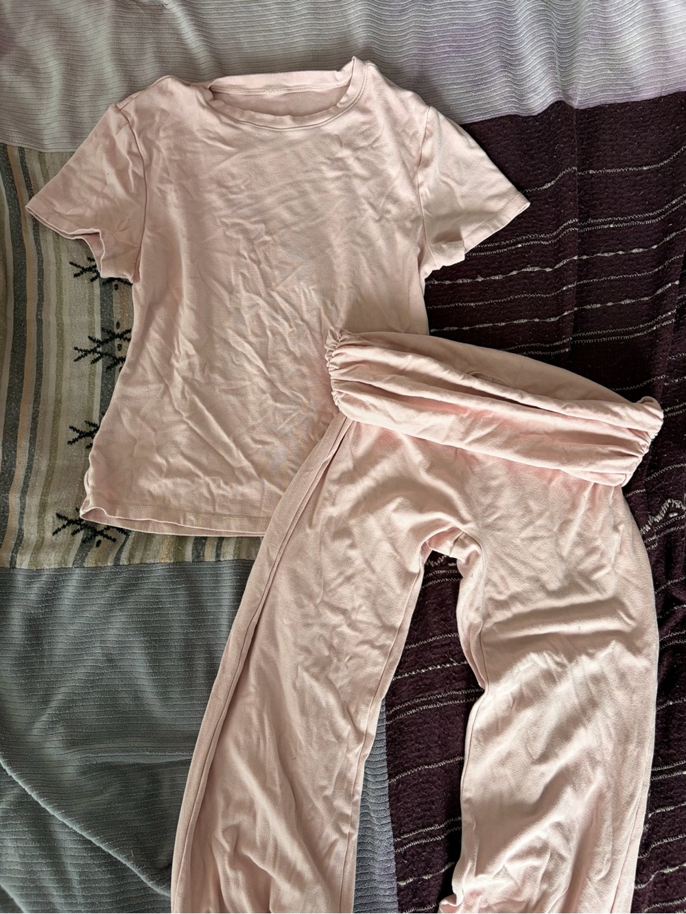 SET - light pink baby tee and flaired leggings